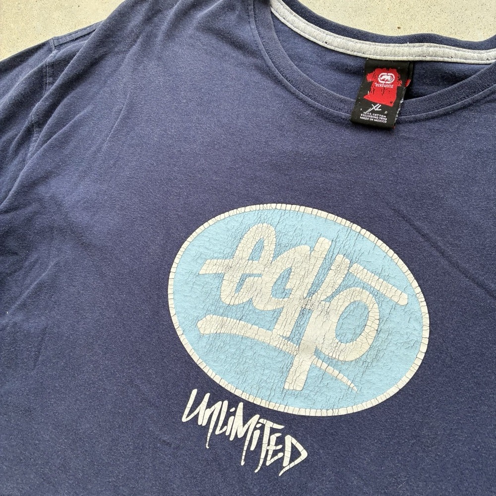 Y2K Vintage Ecko Unltd. T-Shirt Blue Graffiti Graphic Print Logo Skater Pinkman - Picture 5 of 6
